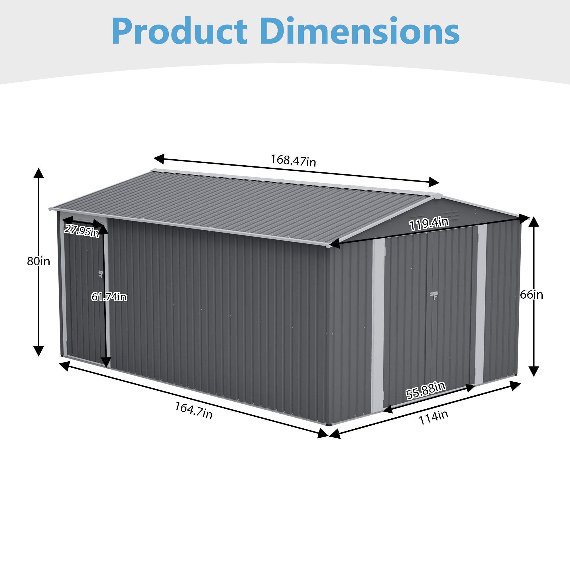 10x14 FT Outdoor Metal Storage Shed