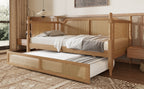 Traditional Style Rattan Full Size Daybed with Trundle