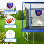 8x12FT Rectangular Trampoline with Basketball Board & Ladder