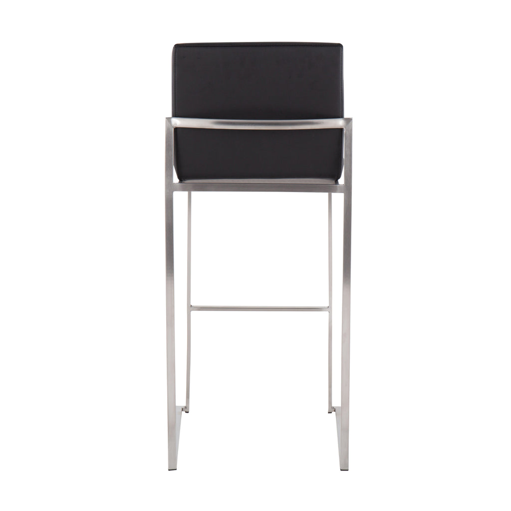 Contemporary High Back Barstool in Stainless Steel