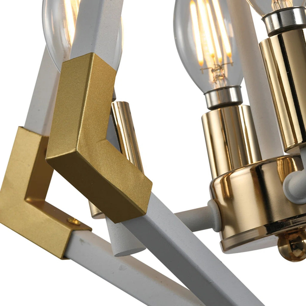 4-Light White and Gold Geometric Pendant