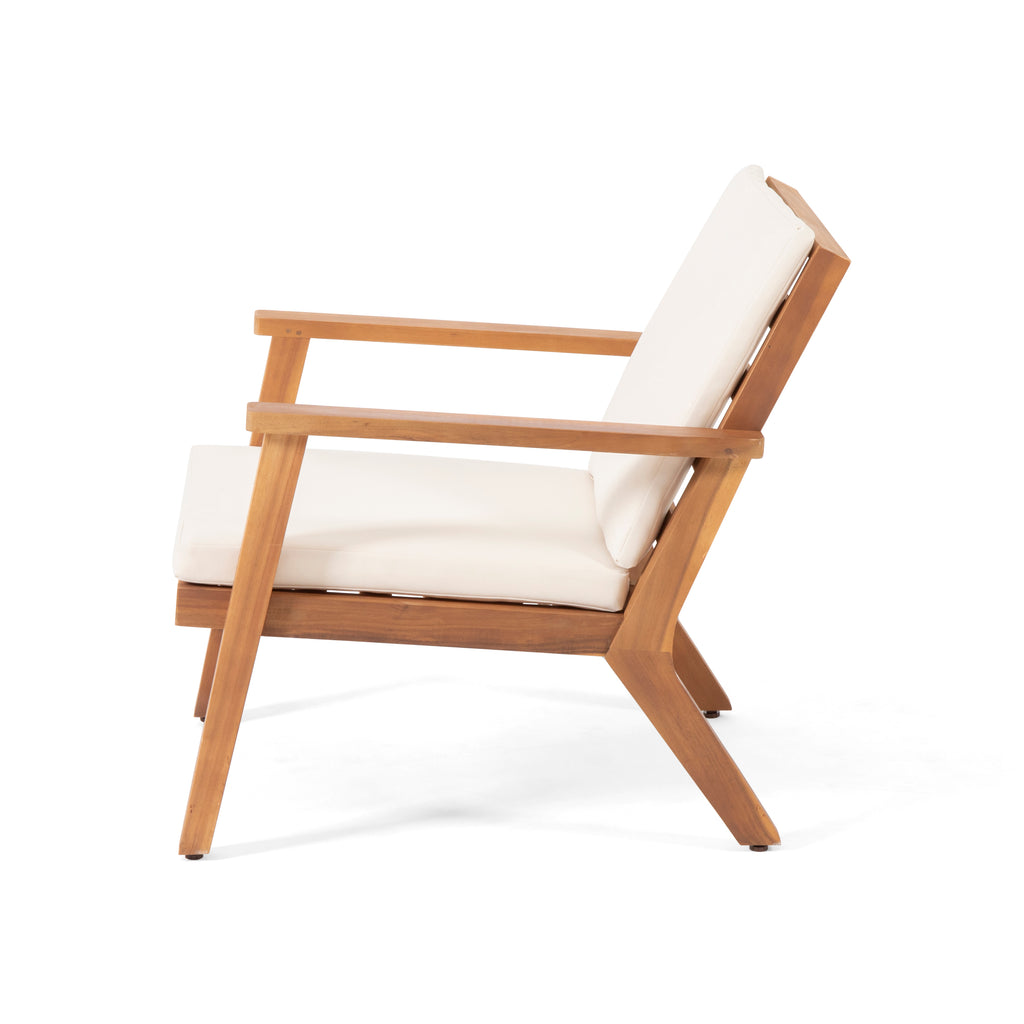Outdoor Acacia Wood Club Chairs with Cushions