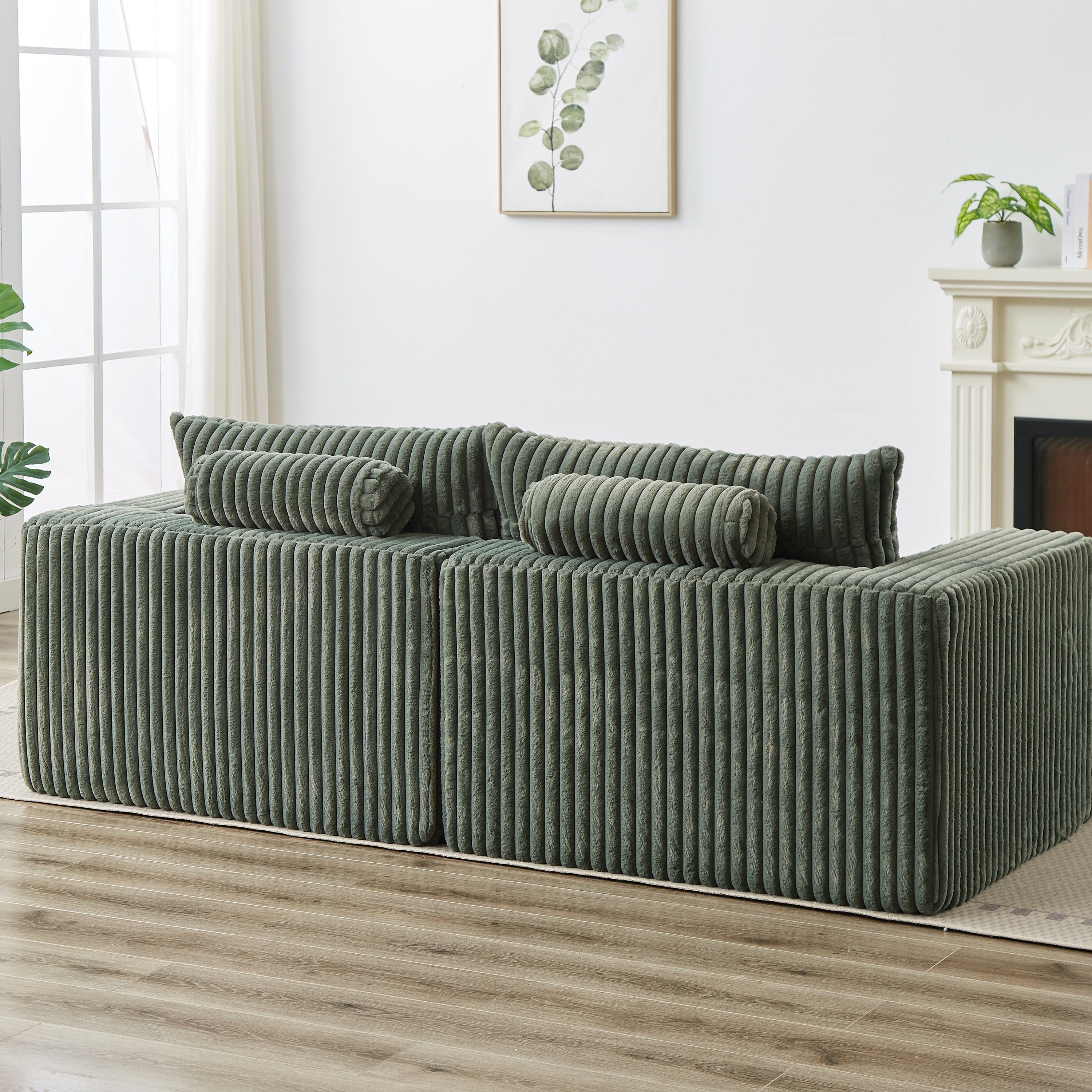 87' Oversized Sectional Lounge Chaise with Plush Corduroy Fabric