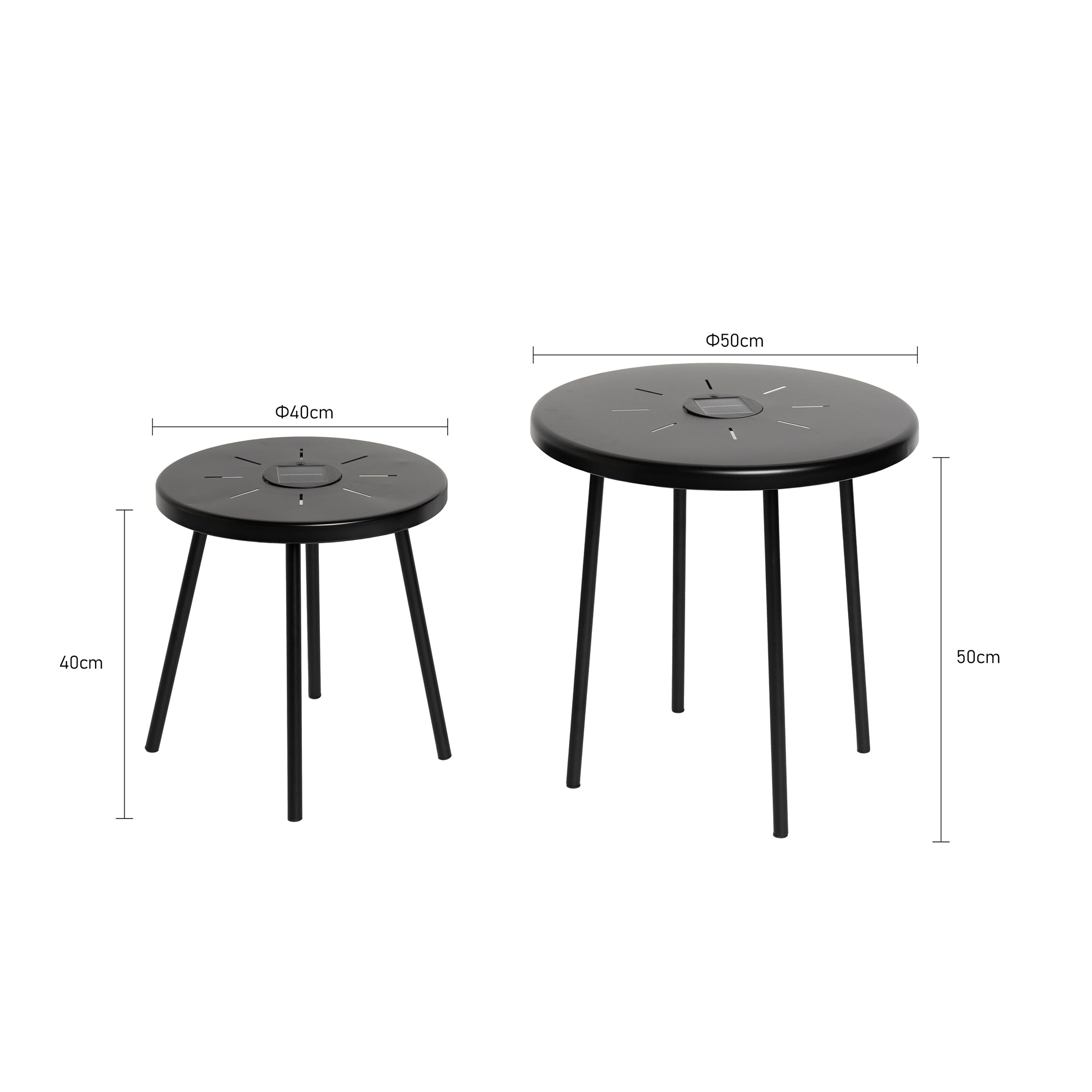 2-Pack Solar Powered Side Table Set with LED Light