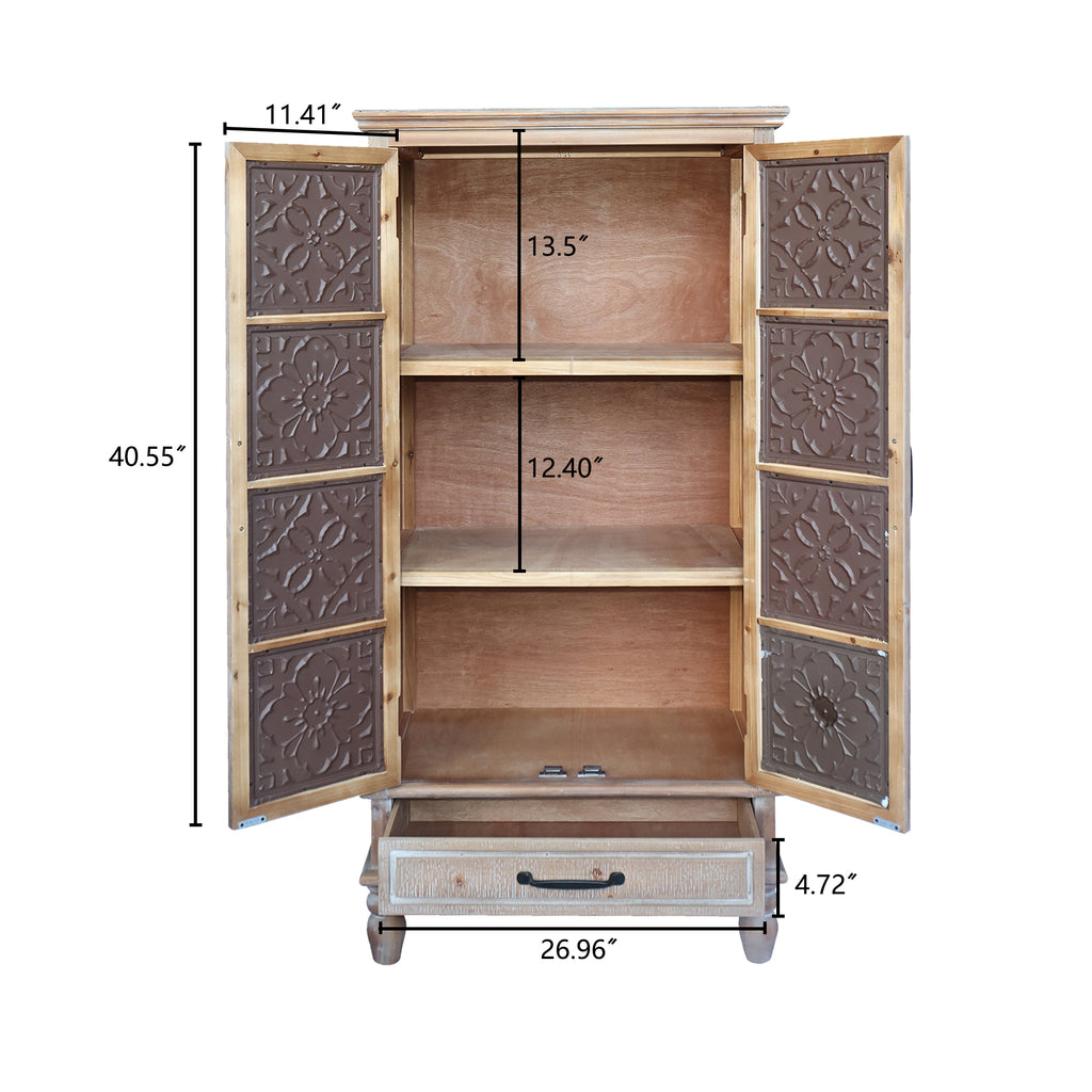 55.12'' Tall Tower Storage Cabinet - Rustic Wood Sideboard Pantry Cabinet