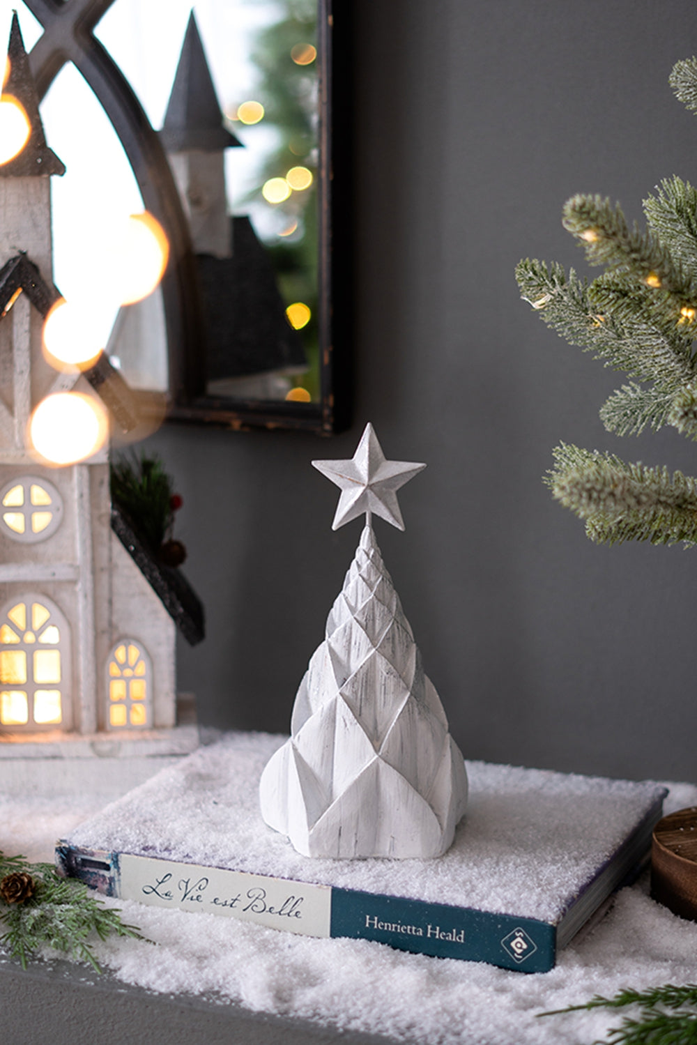 Set of 3 Resin White/Silver Foil Christmas Trees