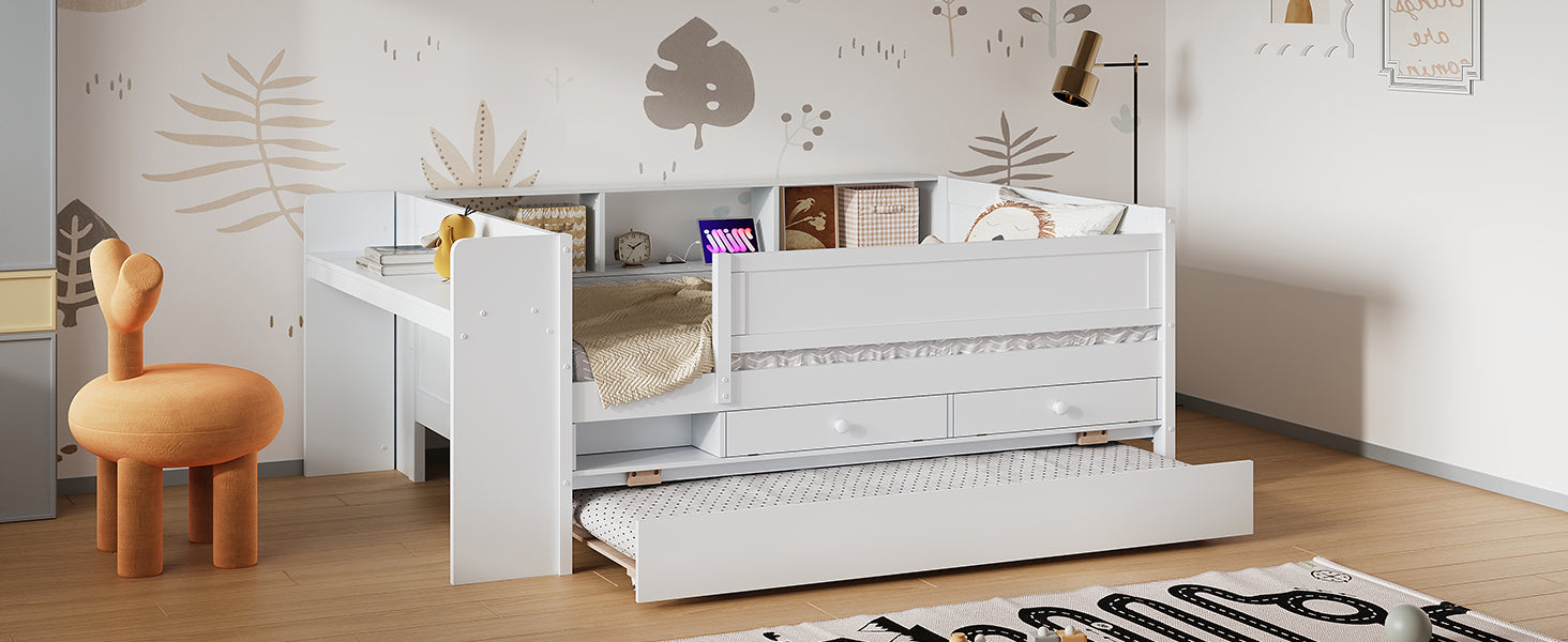 Multi-Functional Twin Daybed with Drawers and Trundle