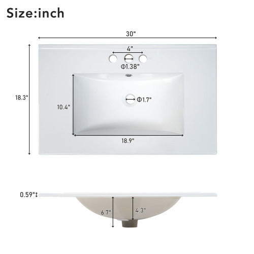 30" Bathroom Vanity in Green with Sink Combo Set