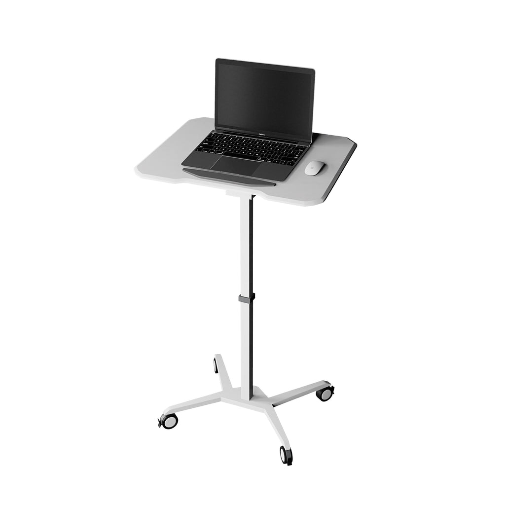 Techni Mobili White Sit to Stand Mobile Laptop Desk, Height Adjustable