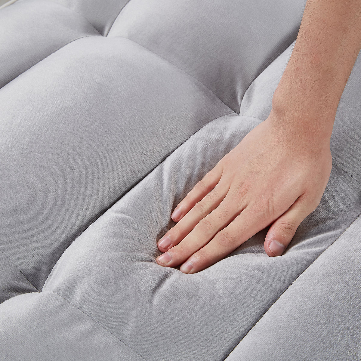 Convertible Sleeper Chair Sofa Bed, Grey Velvet, 42-Inch, 3-in-1