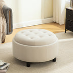 Upholstered Round Ottoman With Reversible Lid