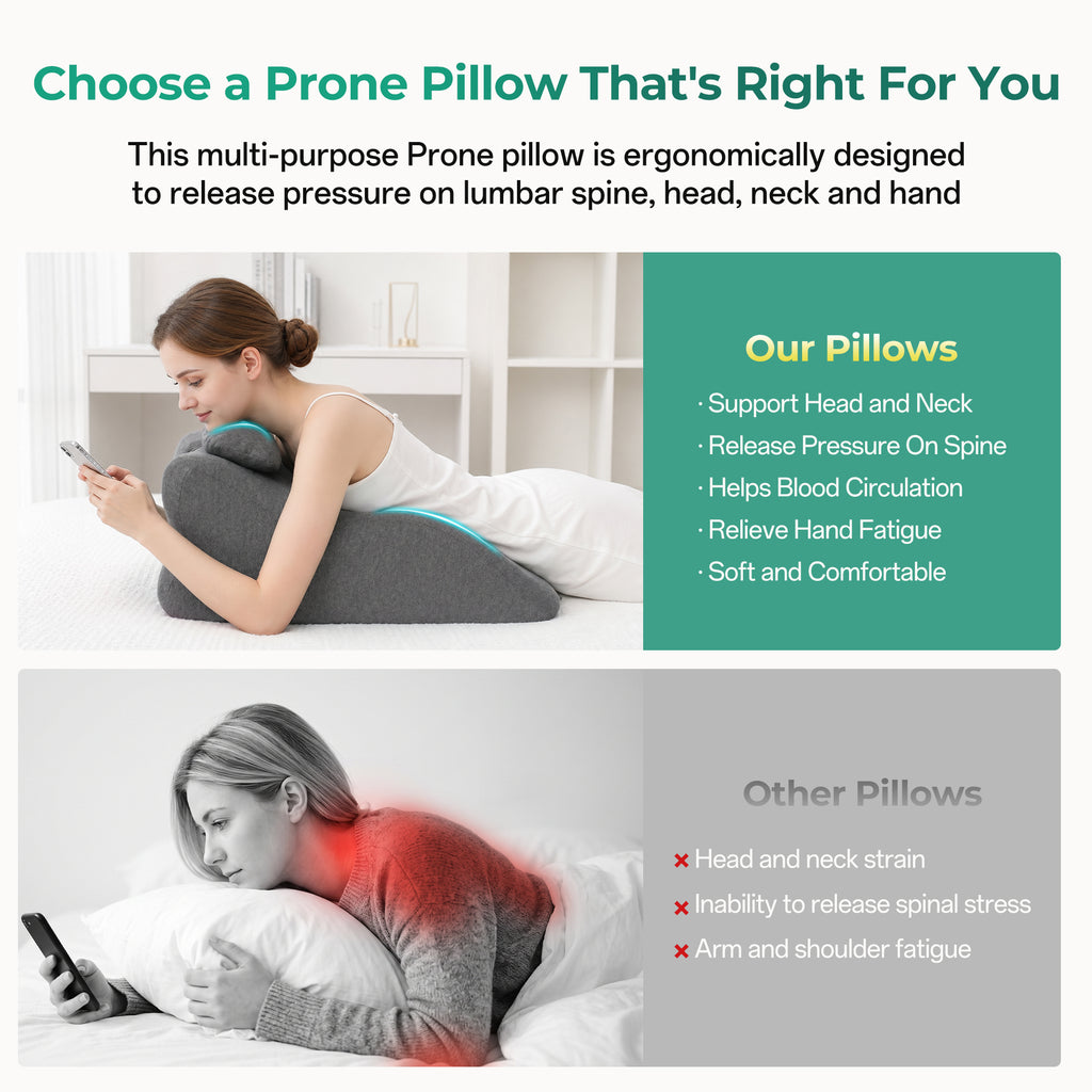 Ergonomic Spinal Posture Support Bed Pillow - Grey