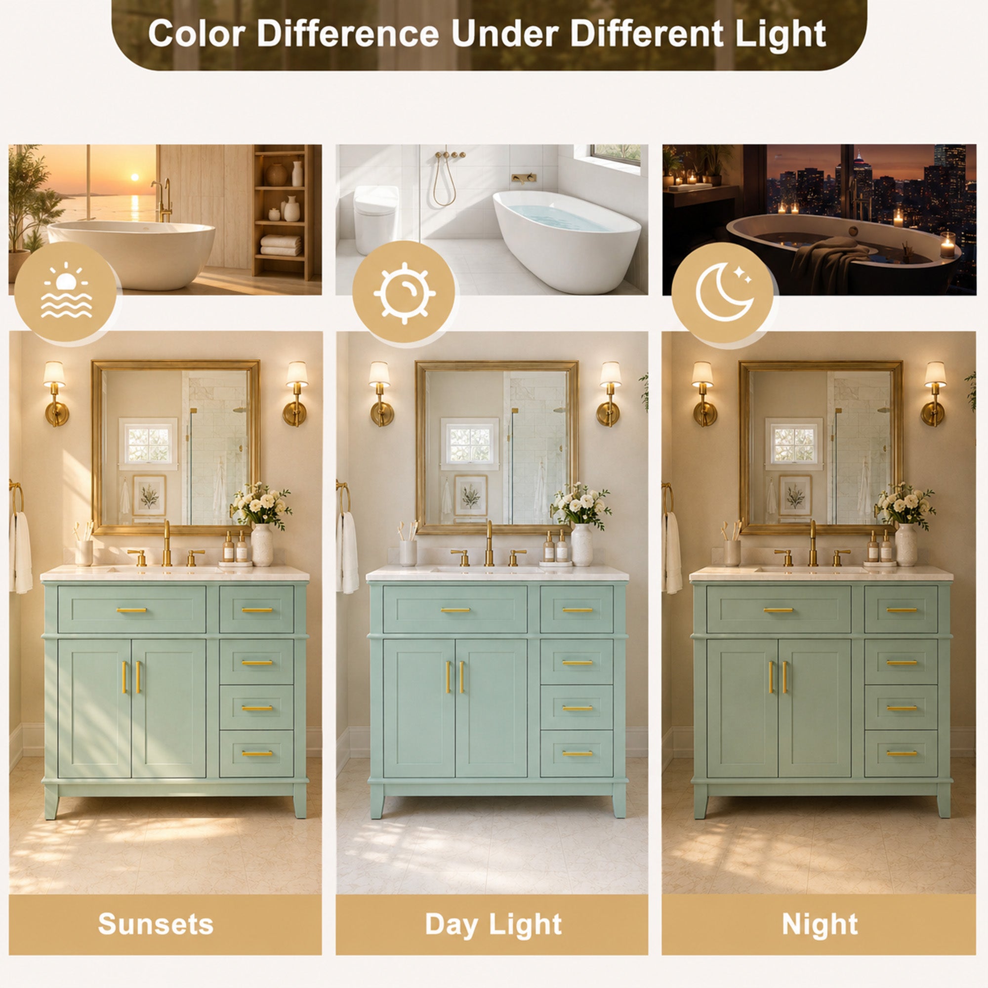36" Light Green Modern Bathroom Vanity