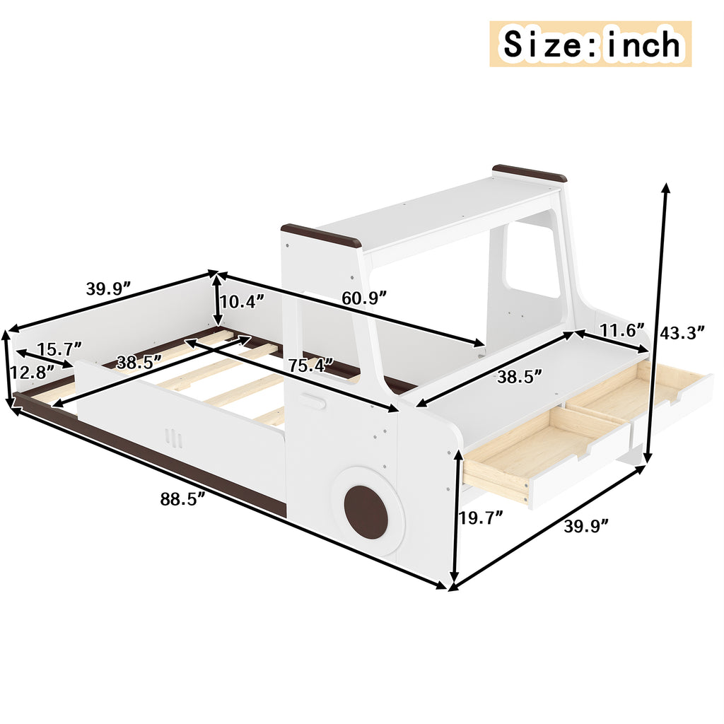 Twin Size Floor Bed with Car-Shape Design