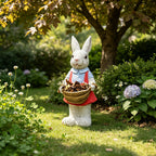 Whimsical Hand-Painted Garden Rabbit Statue