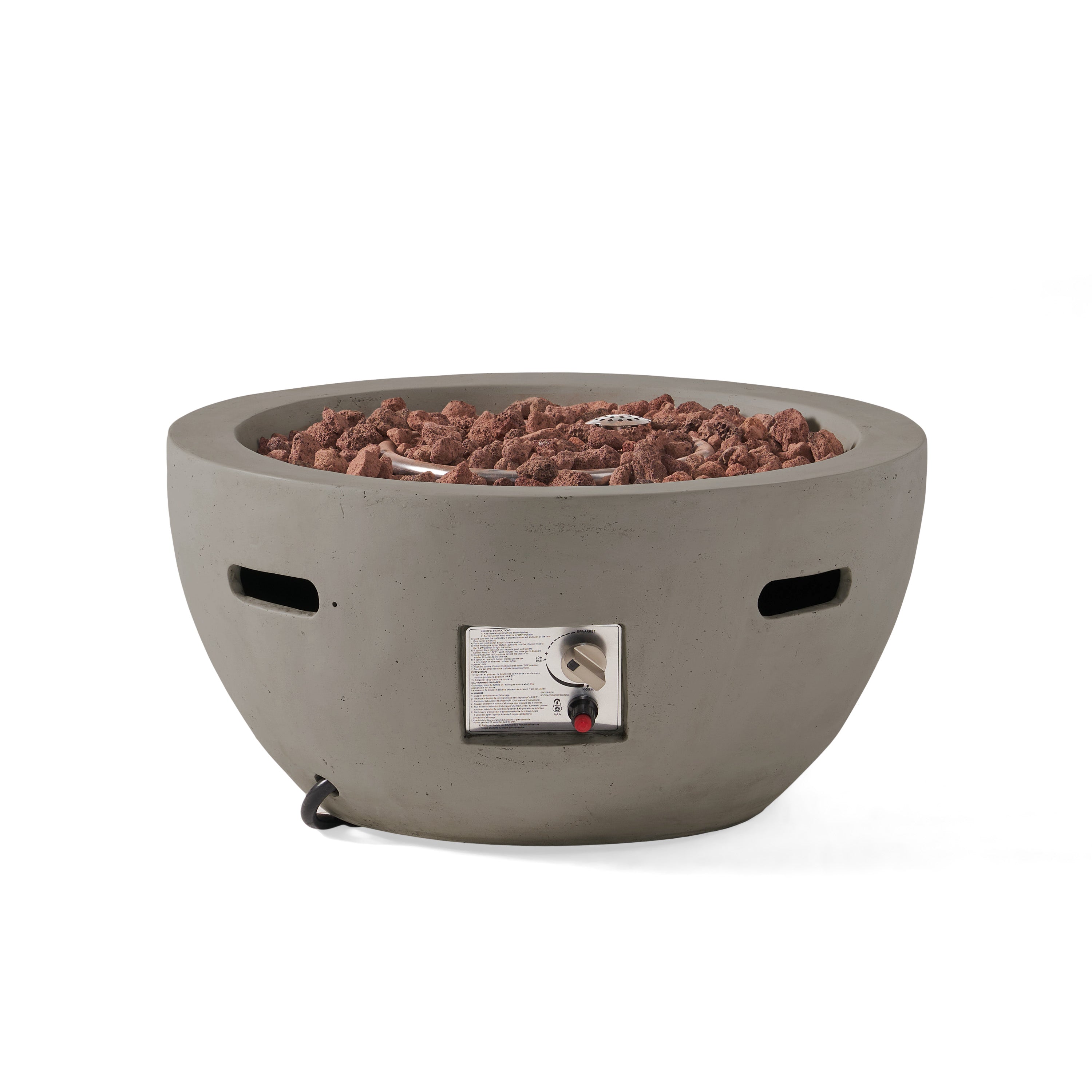 27" Bowl Shaped MGO 40,000 BTU Propane Fire Pit, Light