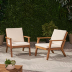 Outdoor Acacia Wood Club Chairs with Cushions