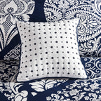 7 Piece Cotton Printed Comforter Set - Indigo Cal King