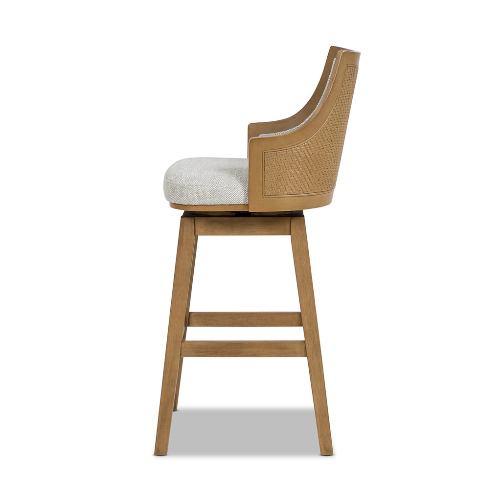 Bahama 30" Cane Rattan High-Back Swivel Bar Stool