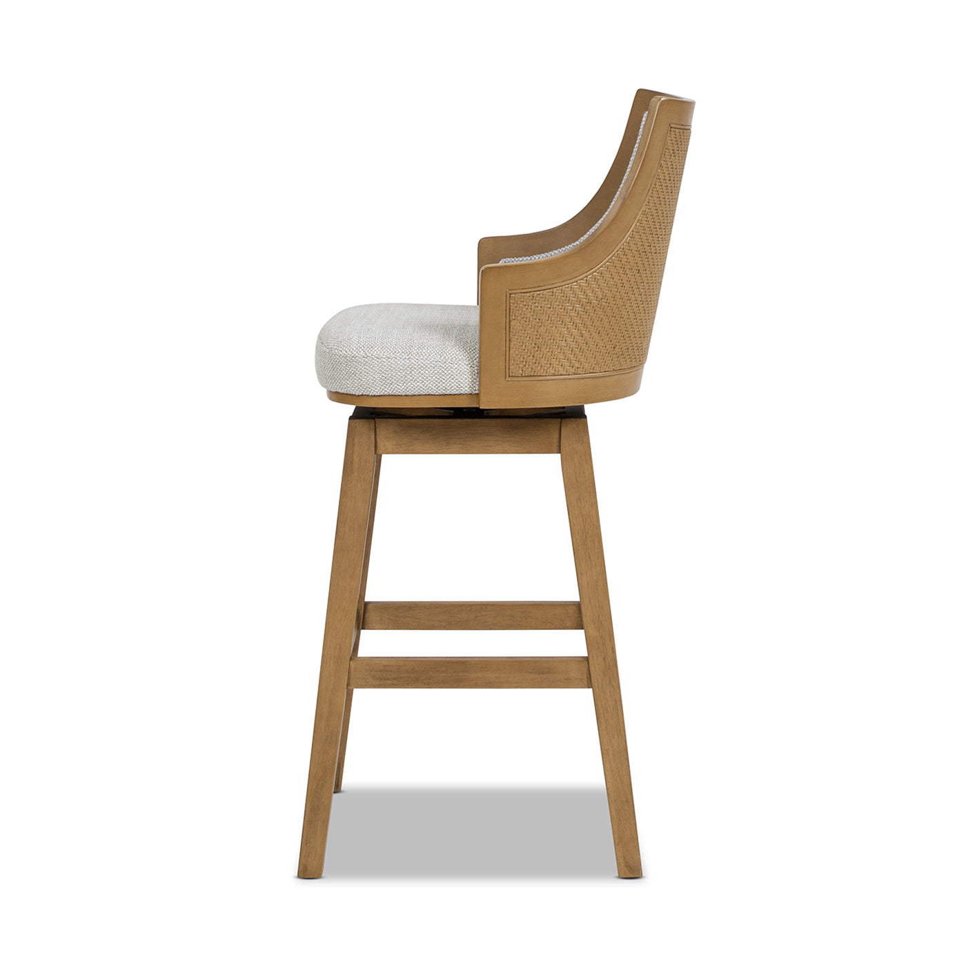 Bahama 30" Cane Rattan High-Back Swivel Bar Stool