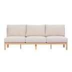 73.23" Outdoor Acacia Wood Frame Three-Seater Sofa