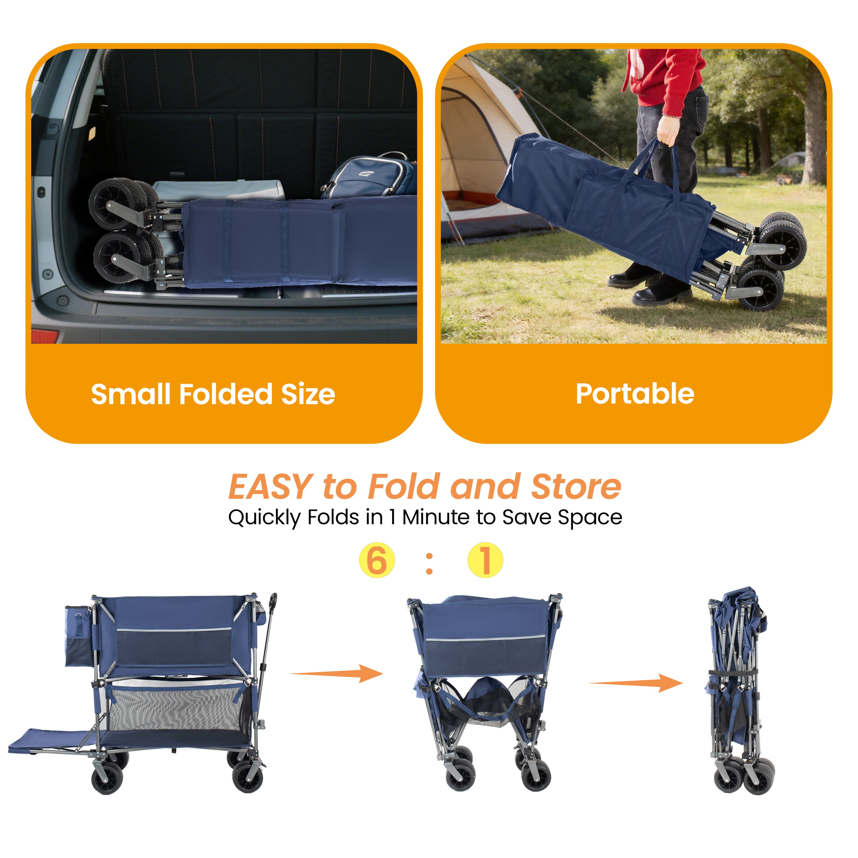 55" Heavy Duty Double-Layer Wagon with Brakes