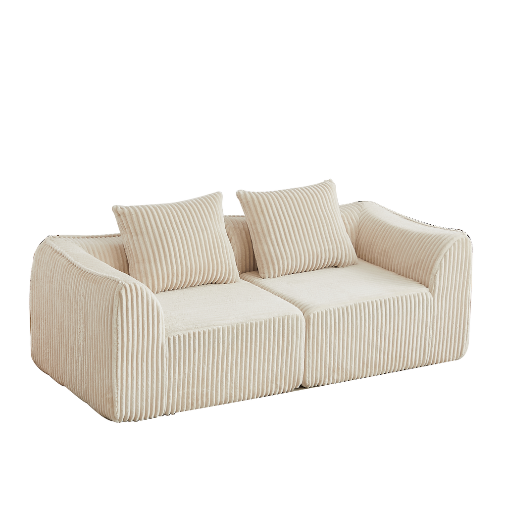 Minimalist Corduroy Sofa Featuring Curved Lines