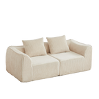 Minimalist Corduroy Sofa Featuring Curved Lines