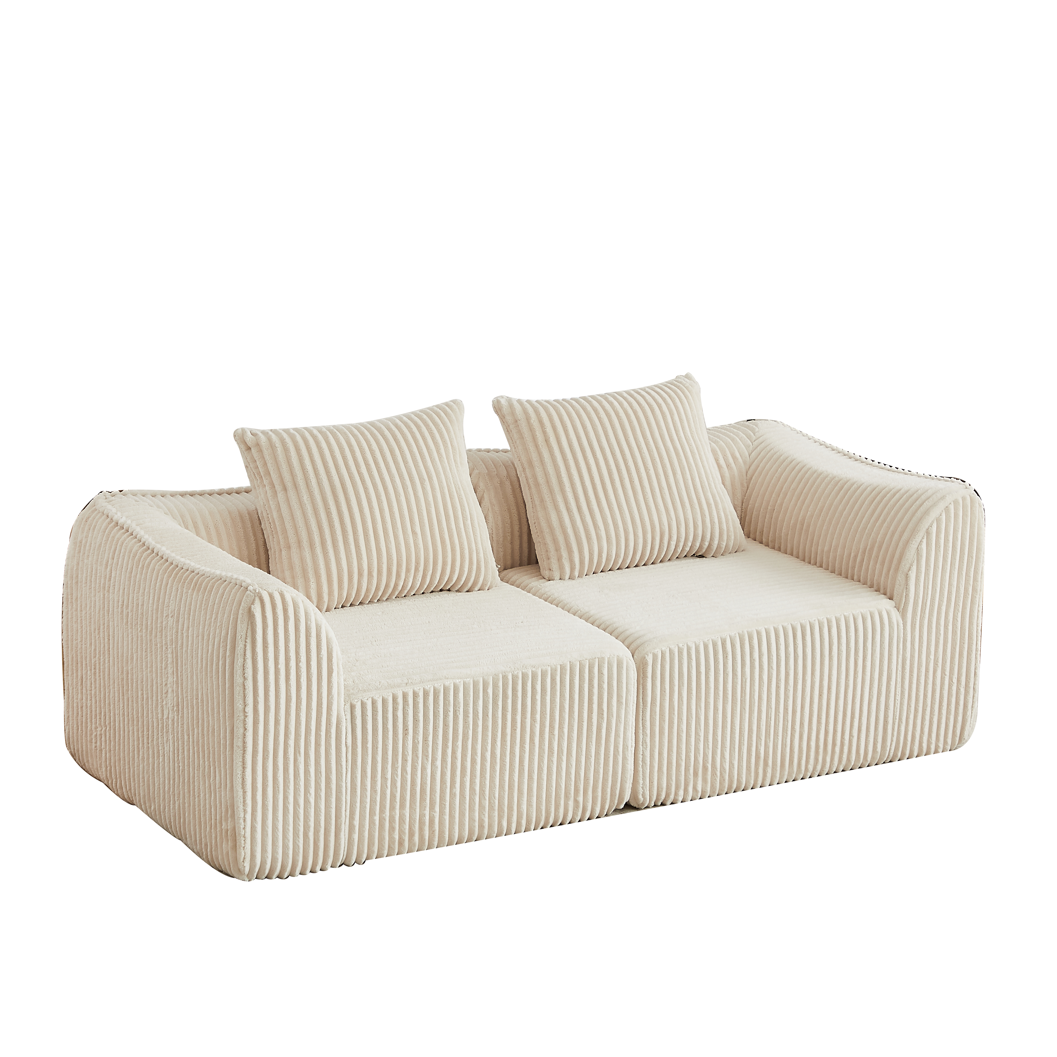 Minimalist Corduroy Sofa Featuring Curved Lines