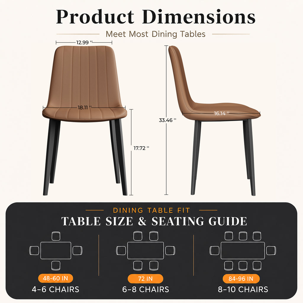 Brown PU Leather Dining Chair with Metal Legs
