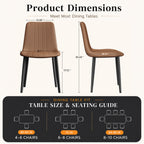 Brown PU Leather Dining Chair with Metal Legs