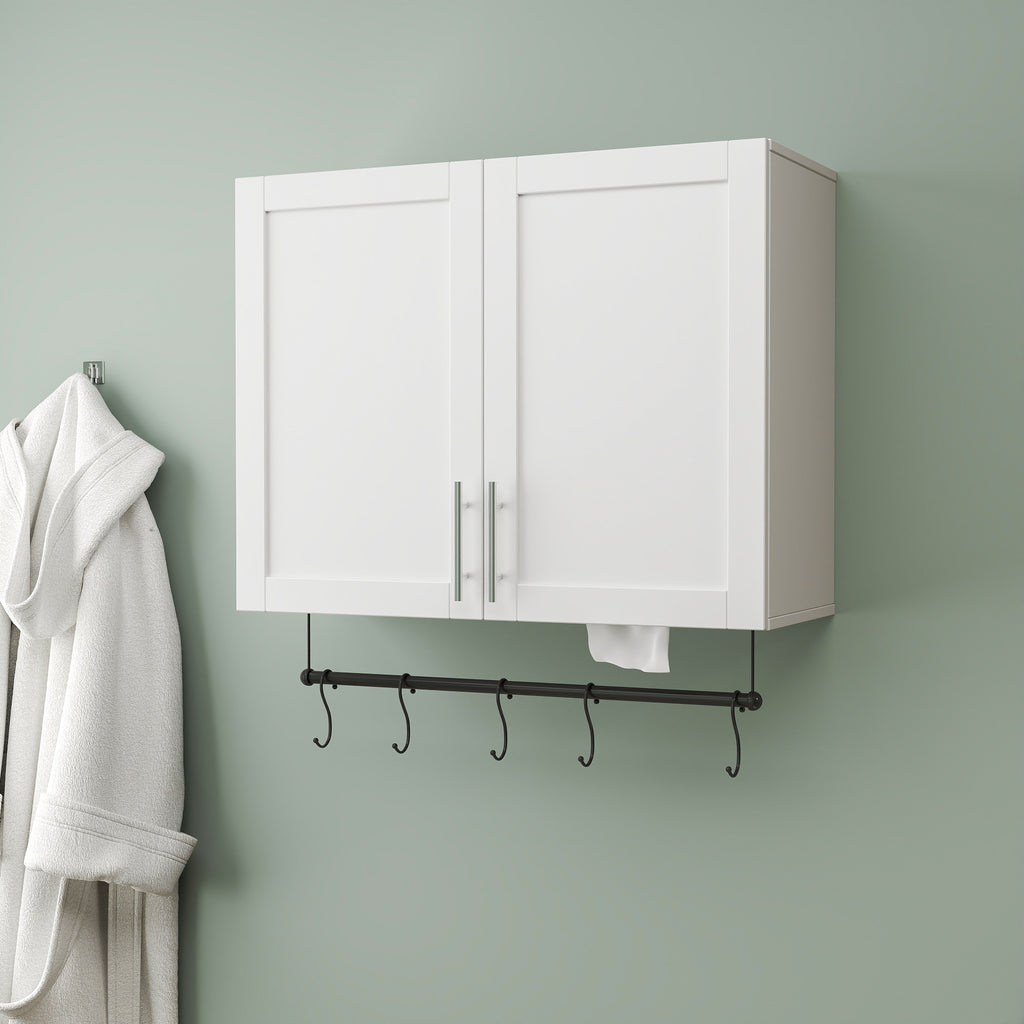 Bathroom Wall Cabinet with Adjustable Shelf and Towel Bar