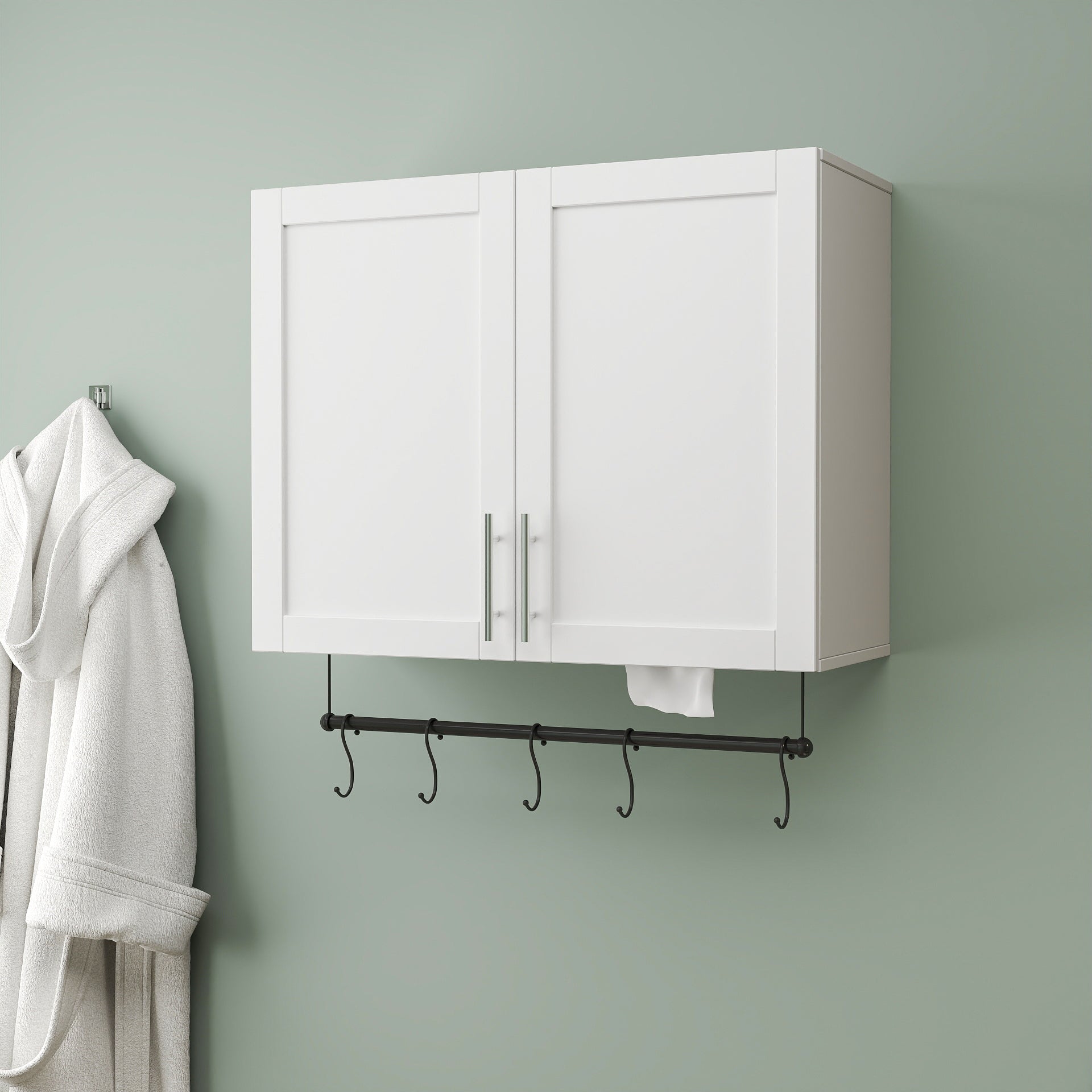 Bathroom Wall Cabinet with Adjustable Shelf and Towel Bar