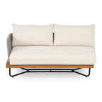 Lucca Outdoor 6 Seater Acacia Wood and Rope Woven Patio Conversation Set