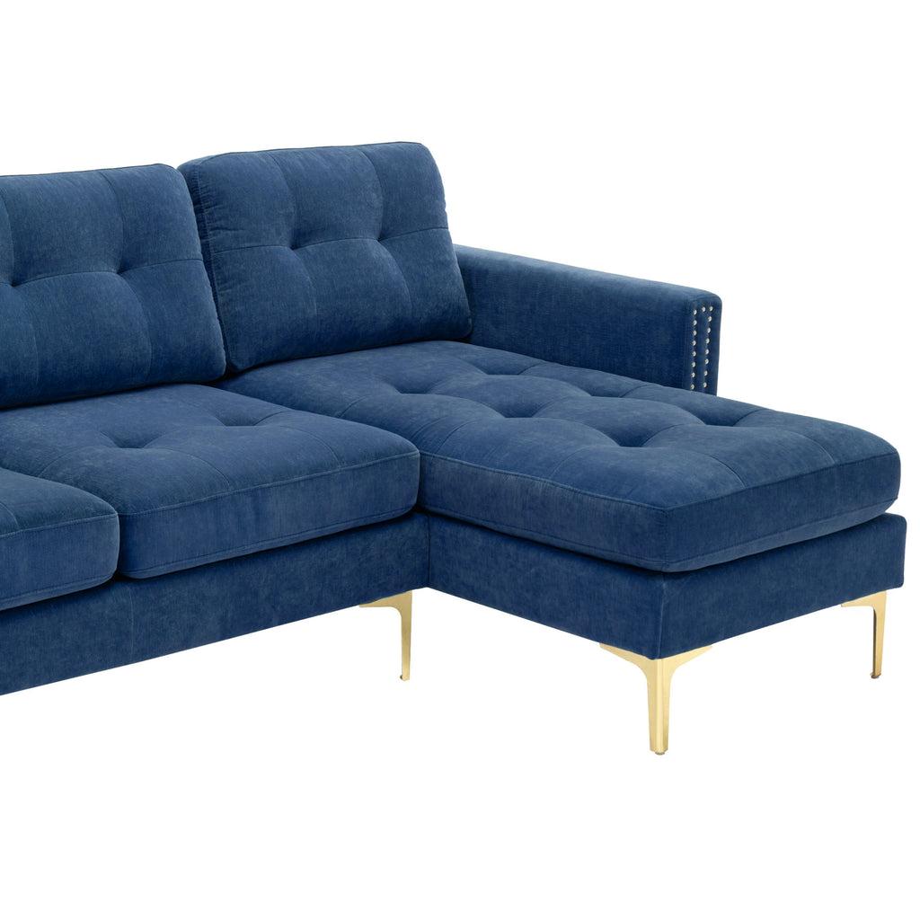 110" L-Shape Convertible Sectional Sofa Couch with Movable Ottoman