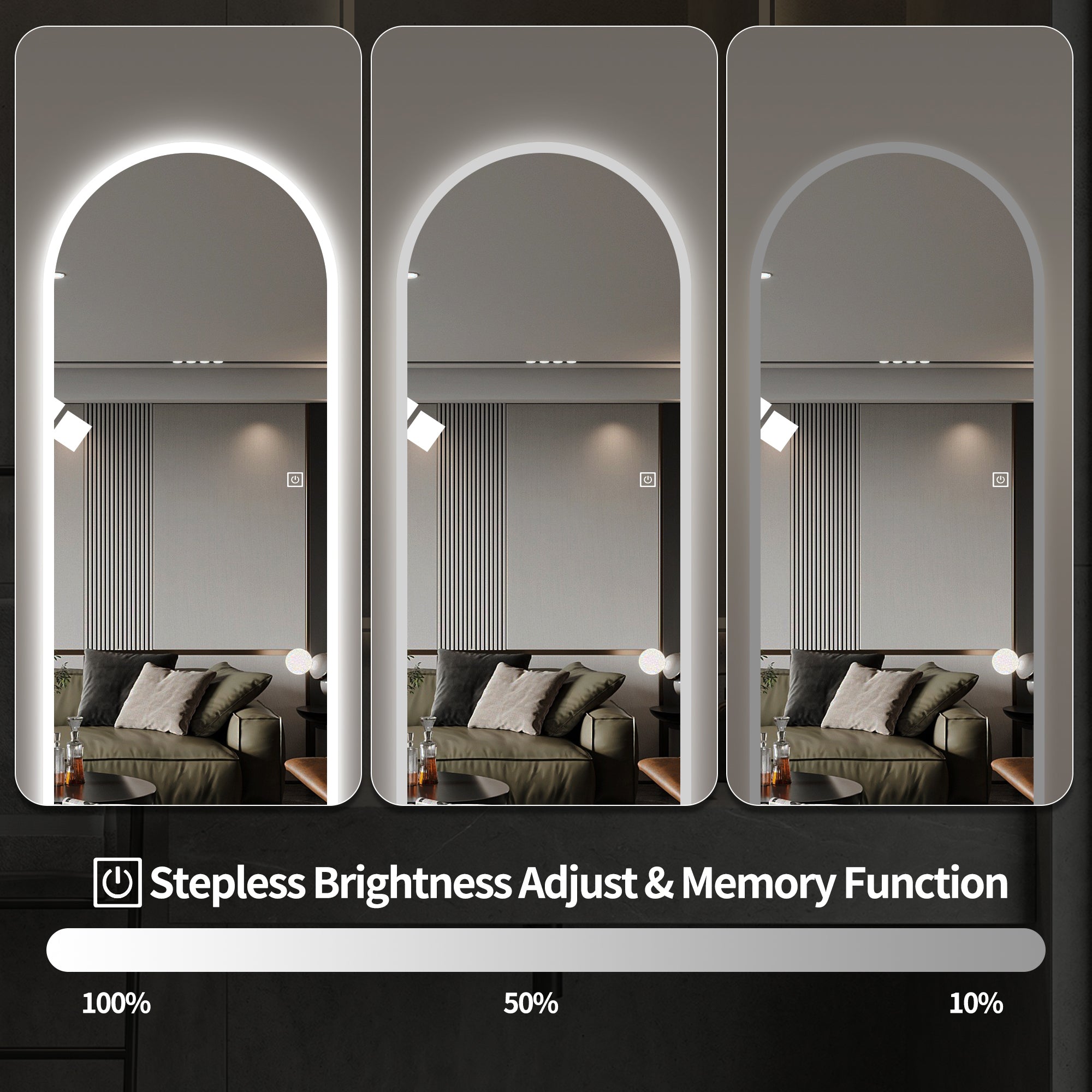 65" x 21" LED Full Length Wall Mirror