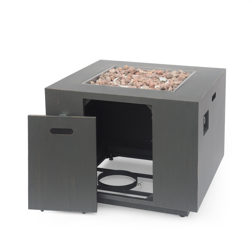 33" Outdoor Iron Square Propane Fire Pit