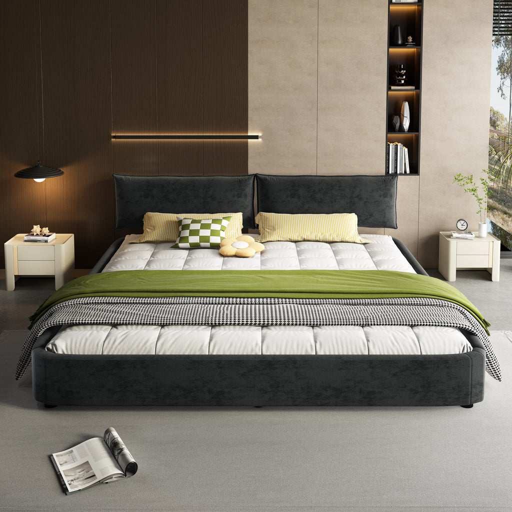King Size Cloud Bed Frame with Oversized Padded Movable Headboard