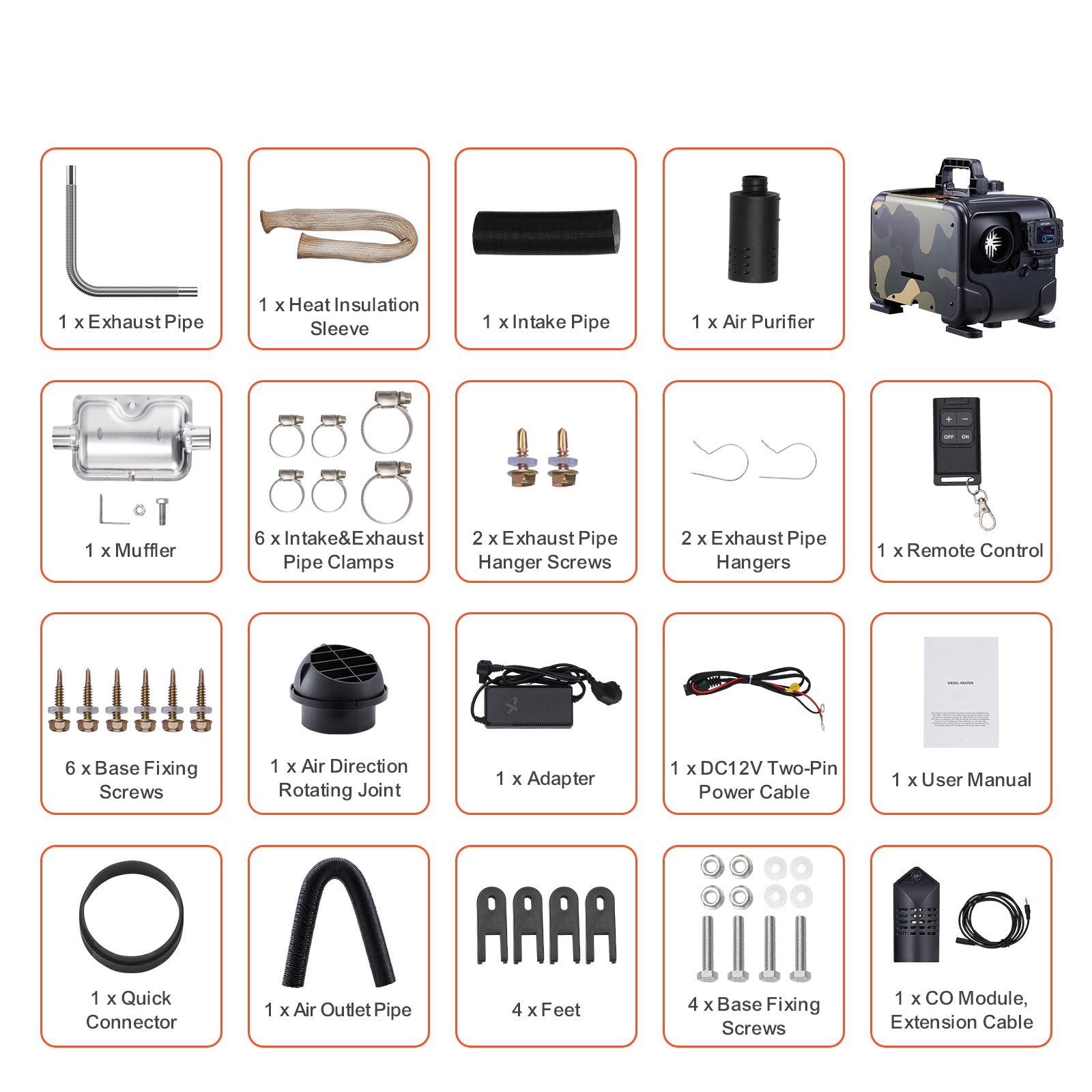 8KW Diesel Air Heater with Bluetooth App Remote Control