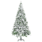 HOMCOM 9' Tall Unlit Snow Flocked Pine Artificial Christmas Tree