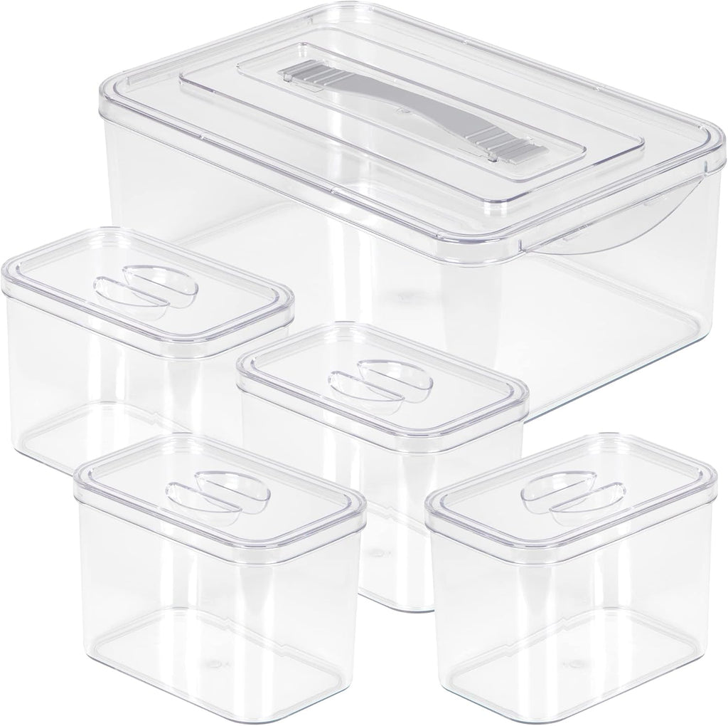 Clear Organizer Bins with Lids – Stackable Storage Containers for Home Organization