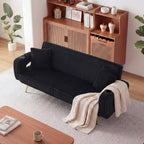 74 Inch Straight Corduroy Sofa Bed with Pillows