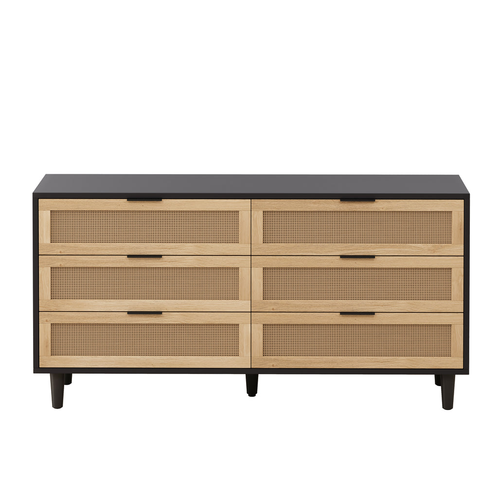 59 Inch 6-Drawer Rattan Storage Cabinet