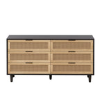 59 Inch 6-Drawer Rattan Storage Cabinet