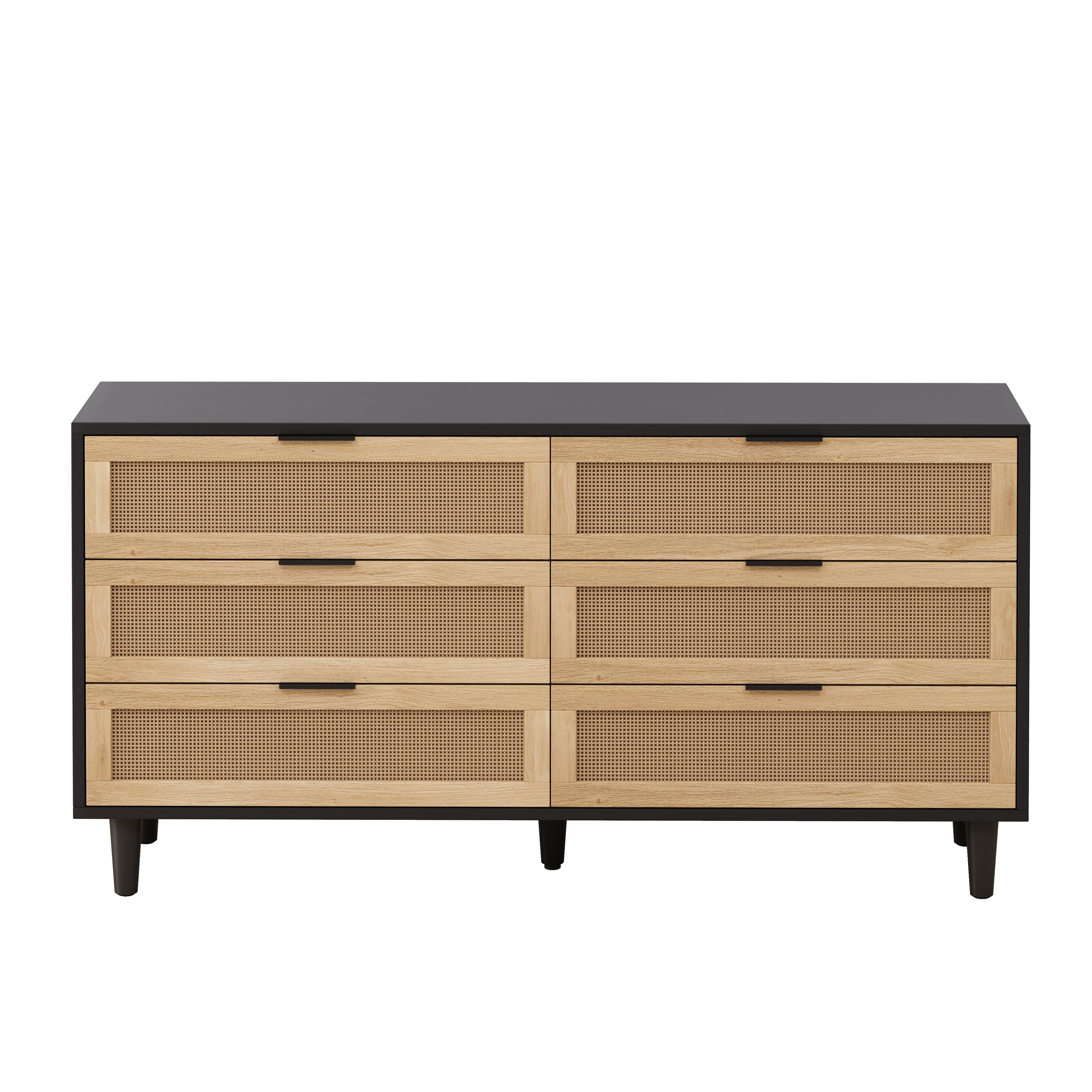 59 Inch 6-Drawer Rattan Storage Cabinet