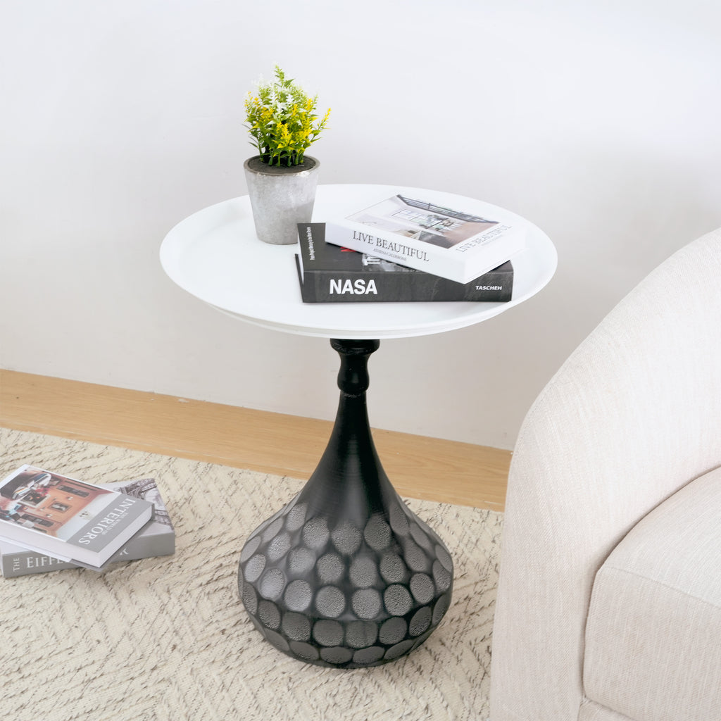 Accent Metal Coffee Table, Pedestal Table for Living Room