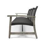 Outdoor Acacia Wood Wicker 3 Seater Sofa