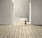 12x12 White Gold Waterjet Polished Marble Tiles Set