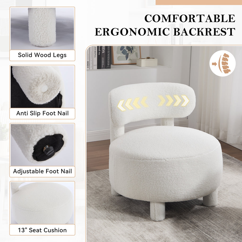 Teddy Fabric Armless Accent Chair with Curved Backrest