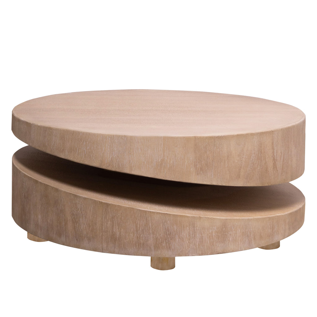 Modern Round Wood Coffee Table – 31.3"